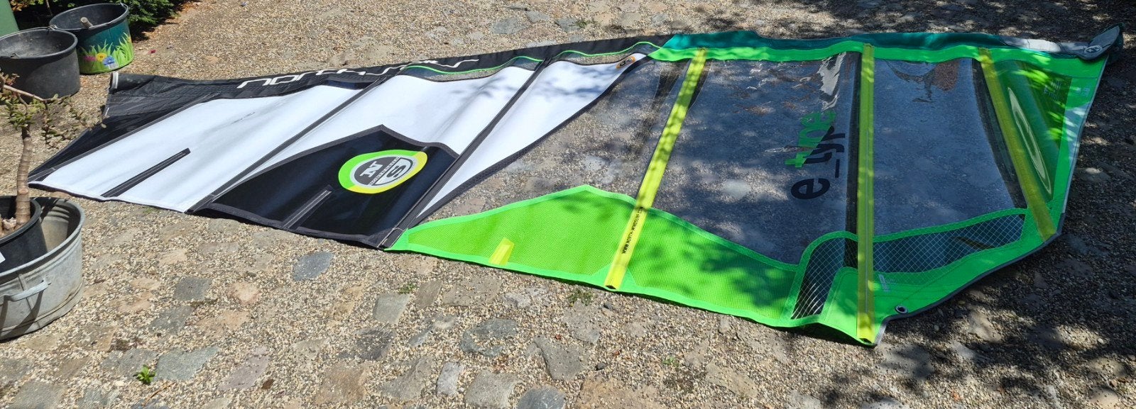 Windsurfset: North Sails 5.8 zeil / 75% Carbonmast / Giek, Ophalen, Minder dan 15 m²