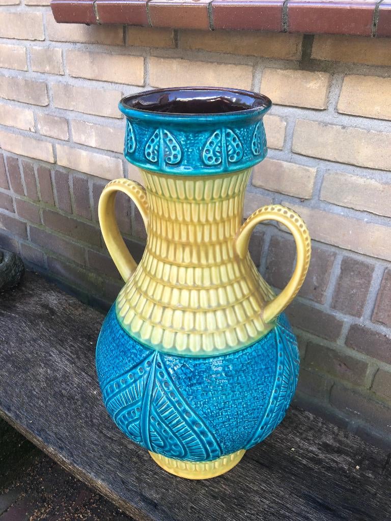 West Germany vaas, blauw/geel, Ophalen