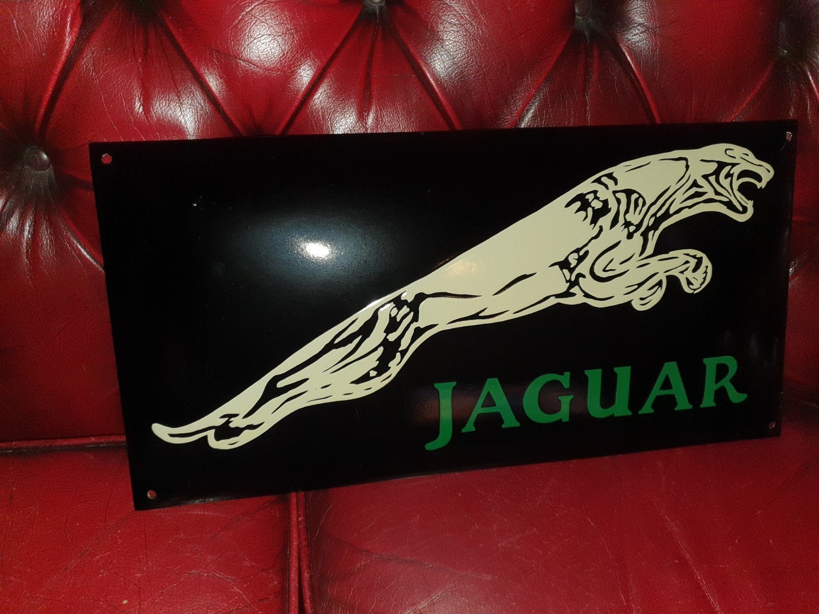 Emaillen reclamebord Jaguar, Verzenden, Zo goed als nieuw, Reclamebord