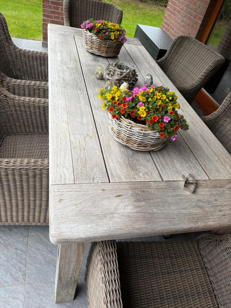 Prima teak tafel van 4 seasons 240x100, Ophalen, Gebruikt, Rechthoekig, Hout