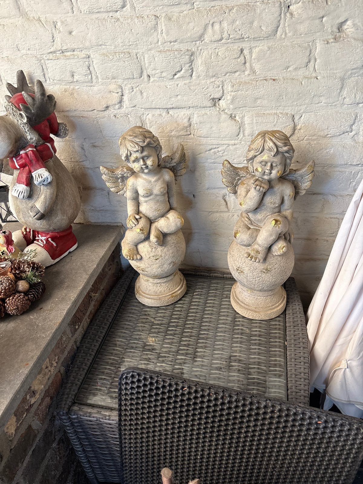Set van 2 Engelen Beelden- Decoratieve Cherubijnen, Ophalen of Verzenden, Zo goed als nieuw