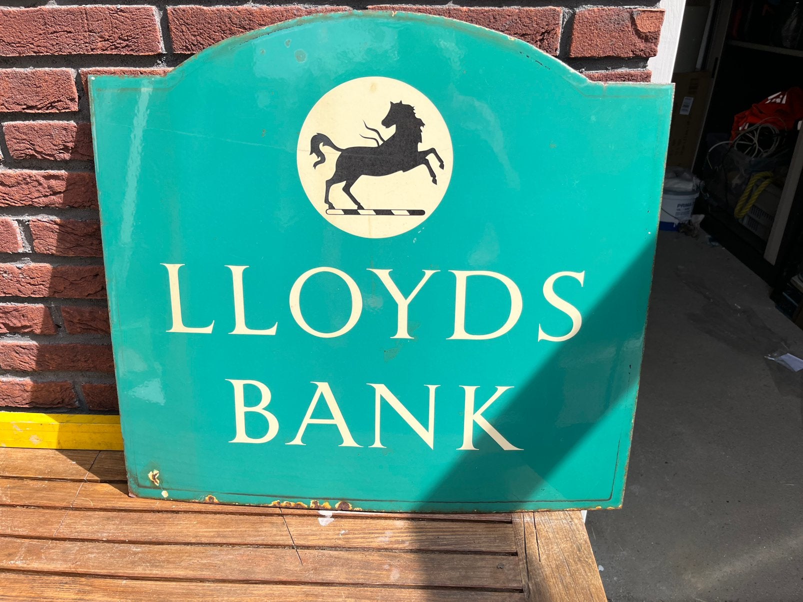 Emaille reclame bord Lloyds Bank uit Engeland, Ophalen, Zo goed als nieuw, Reclamebord