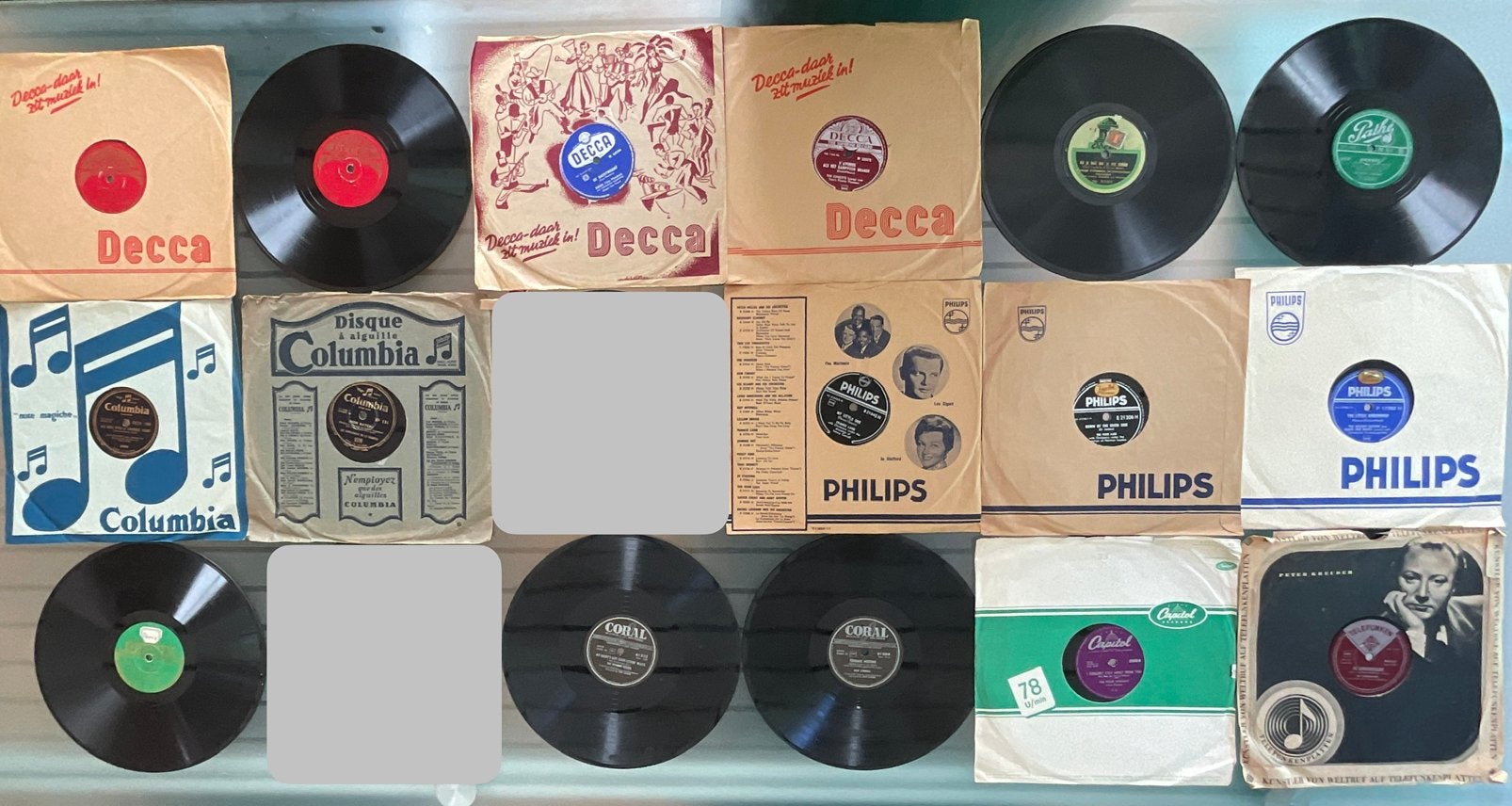78 toeren platen met orginele hoesjes:, Ophalen of Verzenden