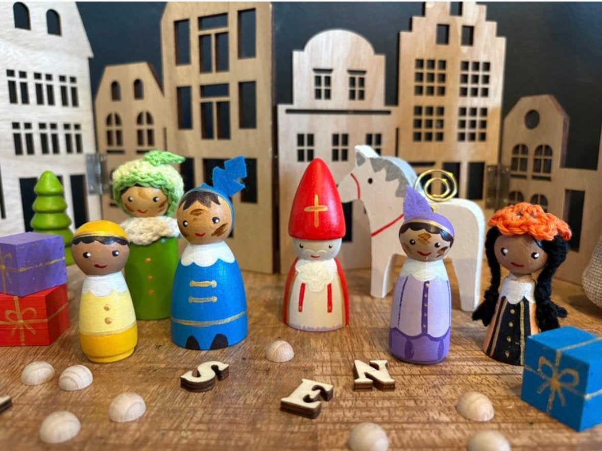 Peg dolls set “ sinterklaas”, Diversen, Sinterklaas, Ophalen of Verzenden, Nieuw