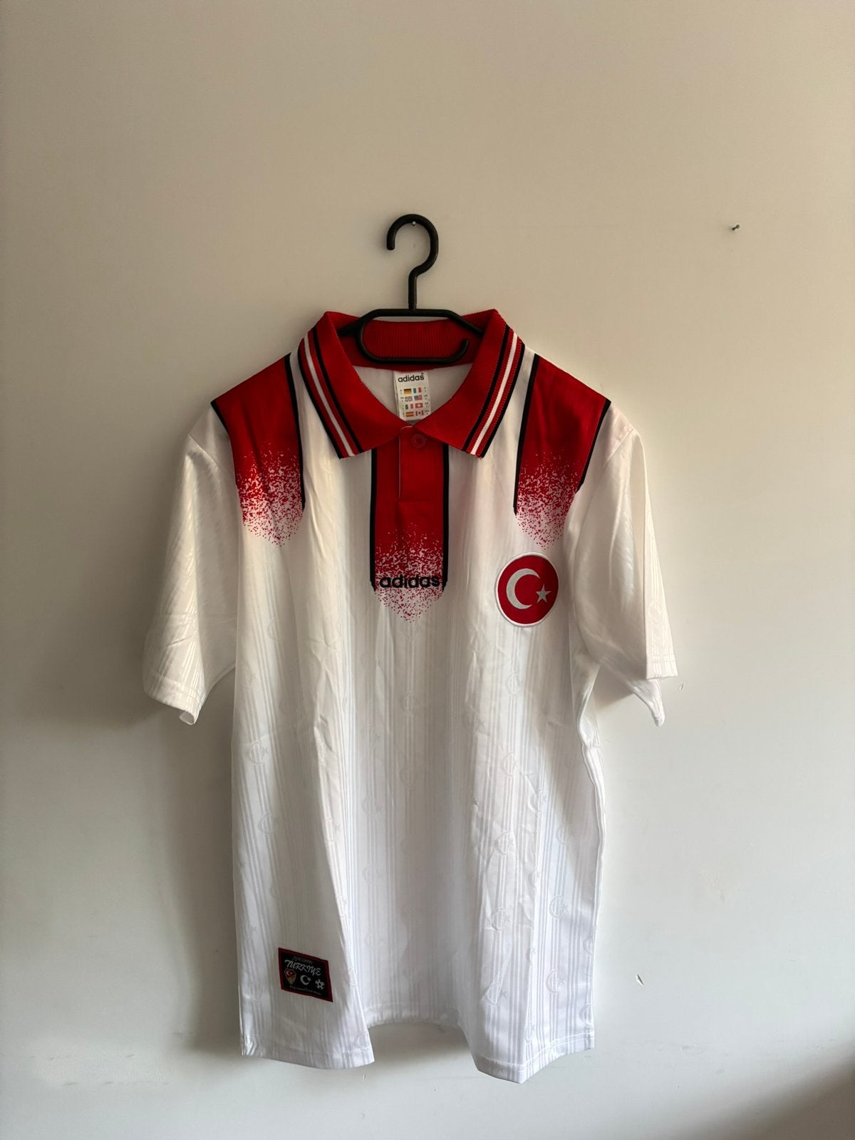 Turkije Retro Voetbalshirt 1996 Wit  M/L/XL/XXL, Verzenden, Zo goed als nieuw, Maat 52/54 (L), Wit