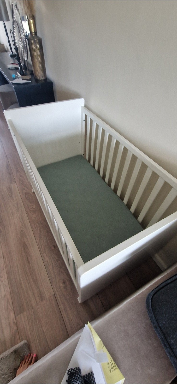 Mooi wit Bopita ledikantje met stevig matras, Ophalen, Gebruikt, 70 tot 85 cm, 140 tot 160 cm