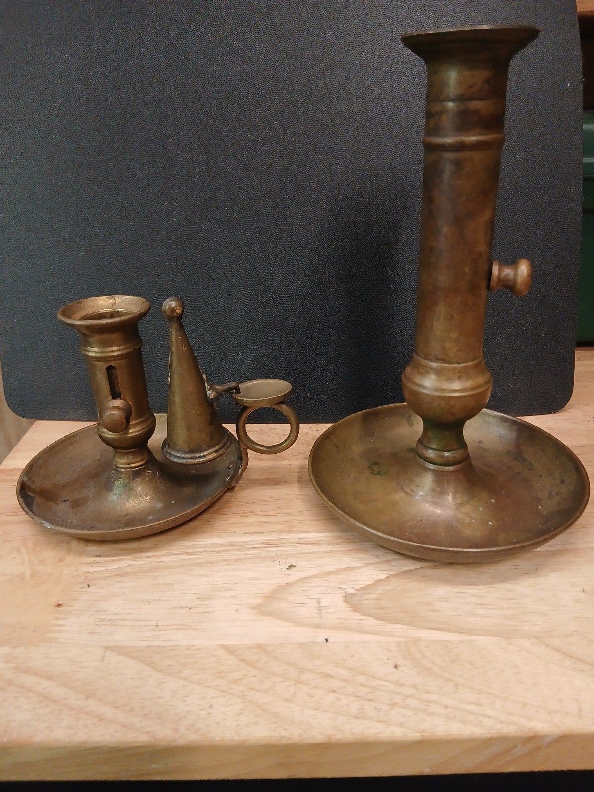 Antieke Messing Kandelaars - Set van Twee, Ophalen of Verzenden