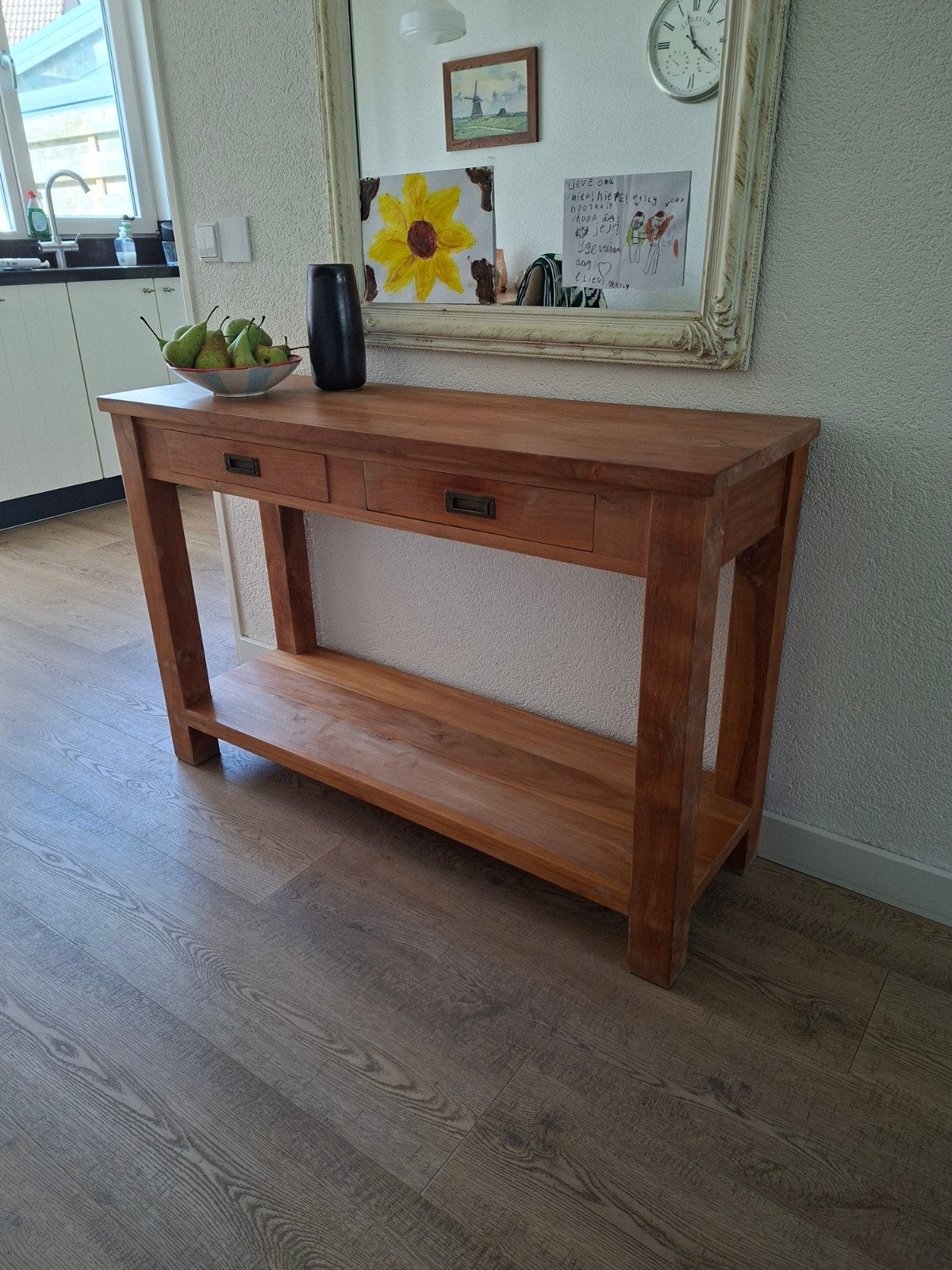 sidetable 100% teakhout 120x40x79cm, Huis en Inrichting, Tafels | Sidetables, Ophalen, 100 tot 150 cm, Teakhout, 25 tot 50 cm