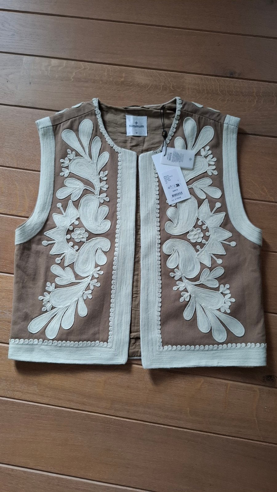 Summum gilet geborduurd, Maat 38/40 (M), Summum, Beige, Nieuw