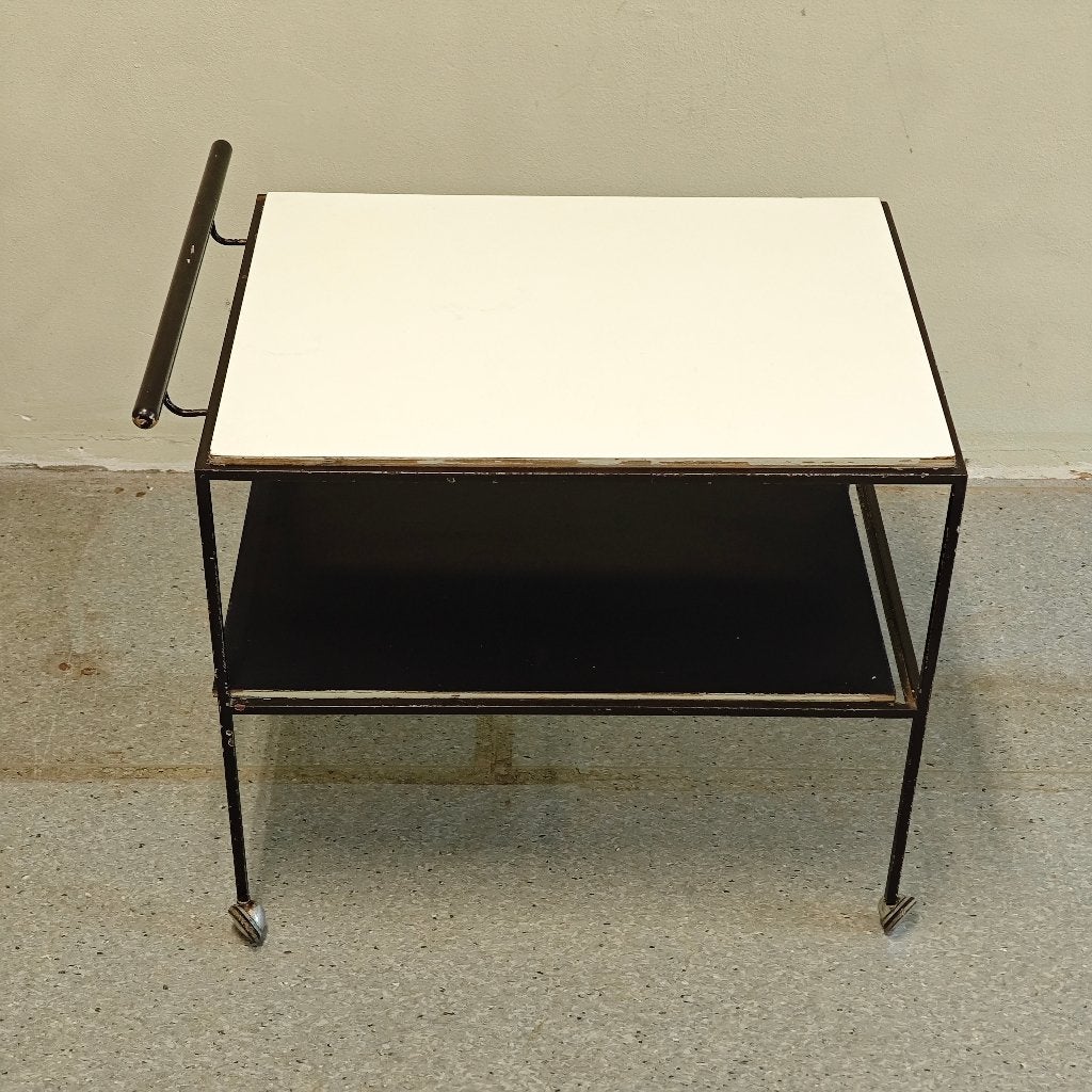 Vintage trolley metaal hout, Minder dan 55 cm, Gebruikt, Metaal of Aluminium, Onbekend