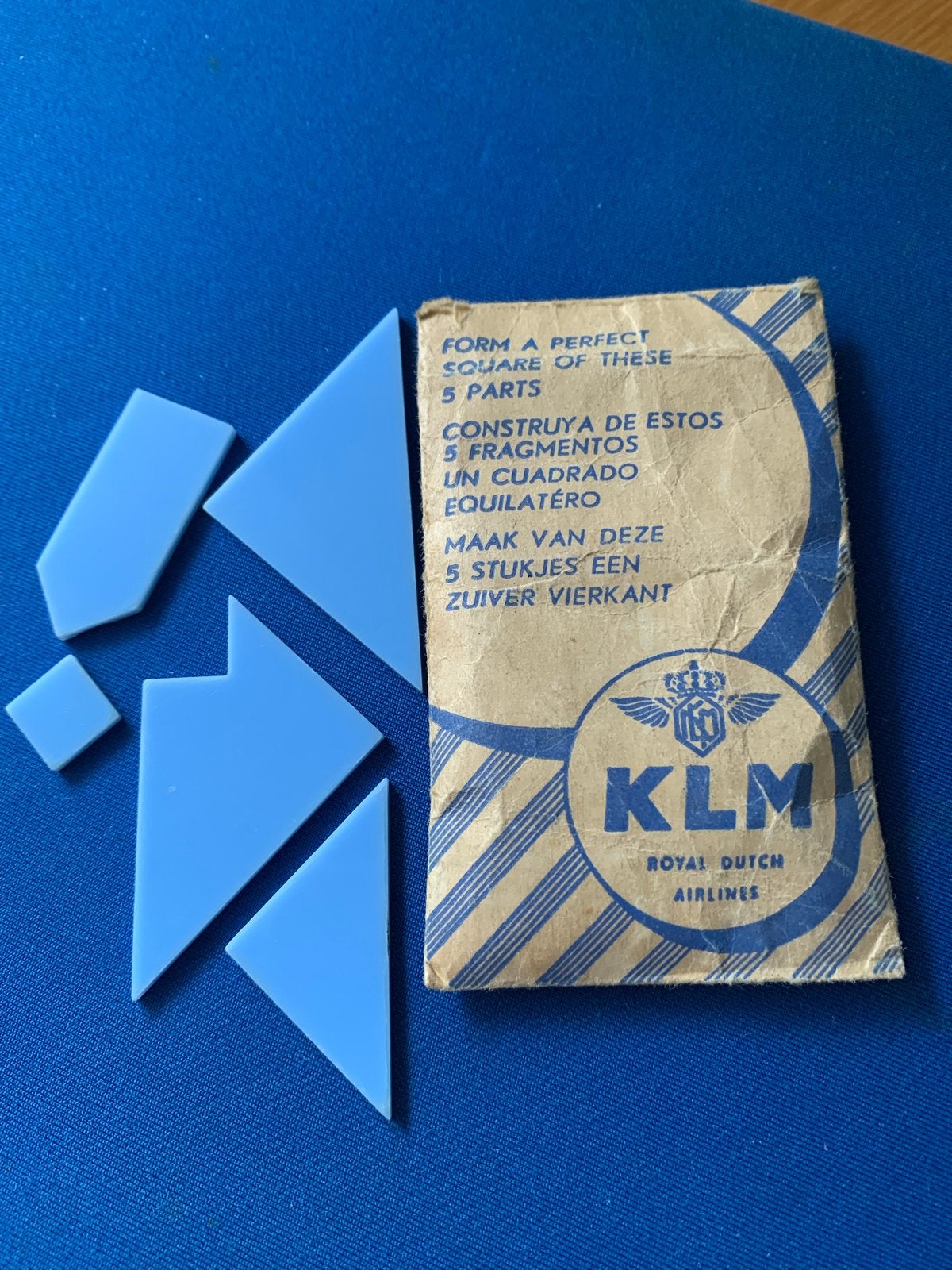 Vintage KLM Royal Dutch Airlines tangram puzzel.Compleet., Ophalen, Gebruikt, 1 t/m 20