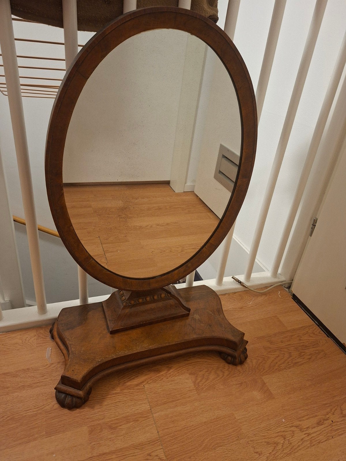 victoriaanse kapspiegel, Antiek en Kunst, Ophalen, Ovaal, Minder dan 50 cm, 100 tot 150 cm