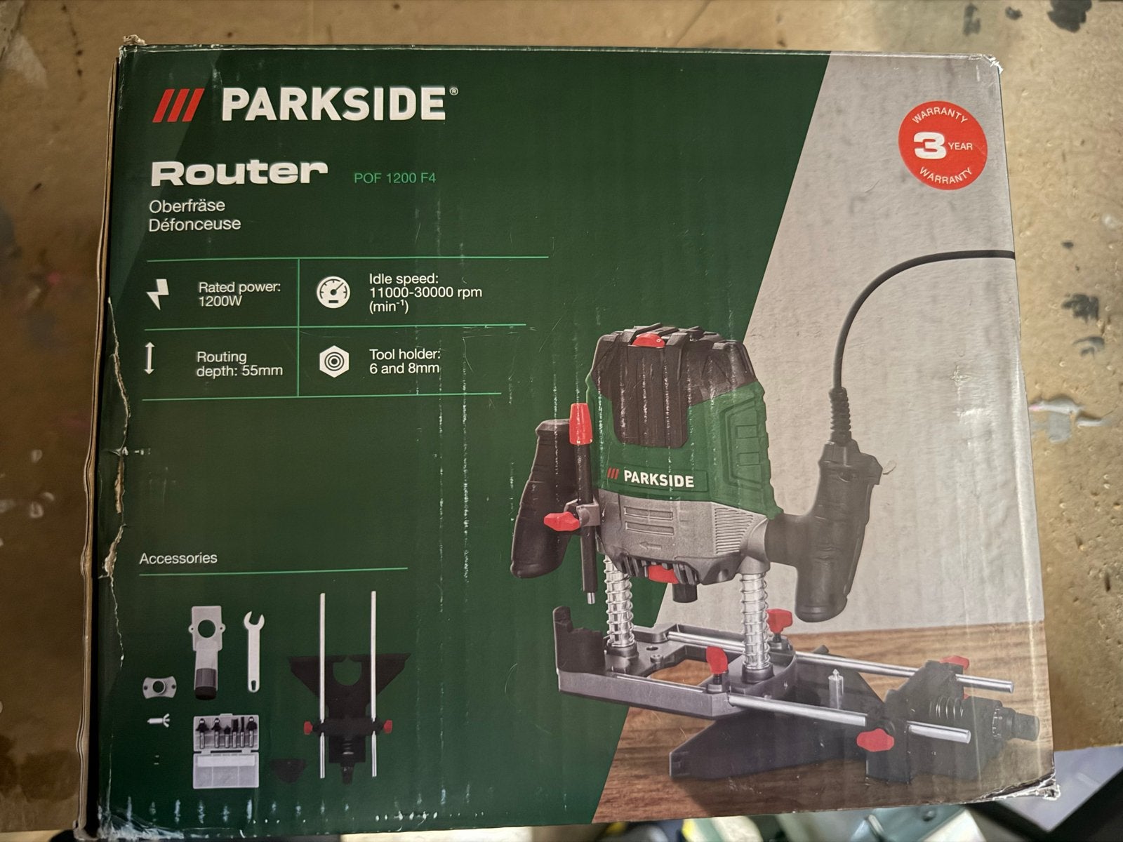 Parkside Bovenfrees POF 1200 F4 - Nieuw in doos, Ophalen of Verzenden, Nieuw, Elektrisch, Bovenfrees