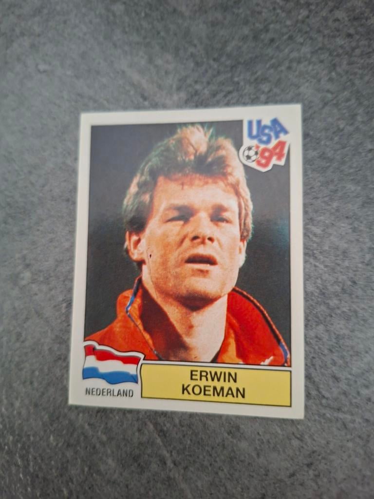 Panini sticker WK 94 USA. Speler Erwin Koeman Nederland., Verzenden, Zo goed als nieuw, Sticker