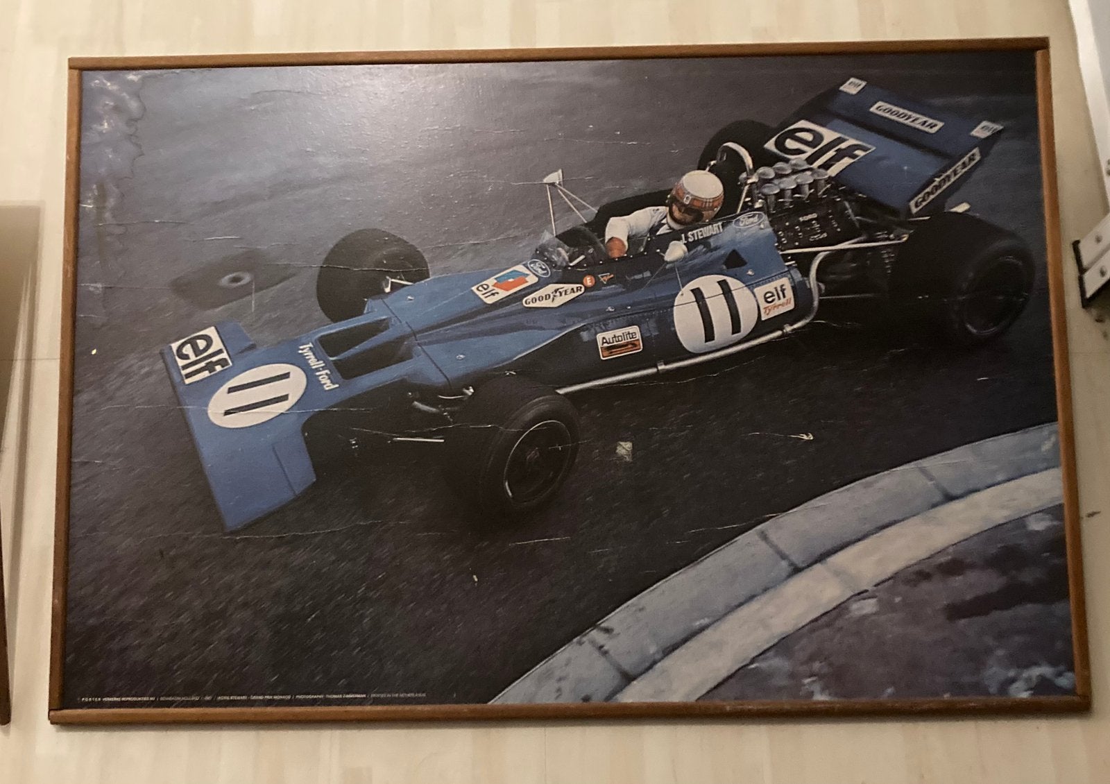 Oude F1 poster op houten bord, Ophalen, Gebruikt, Formule 1