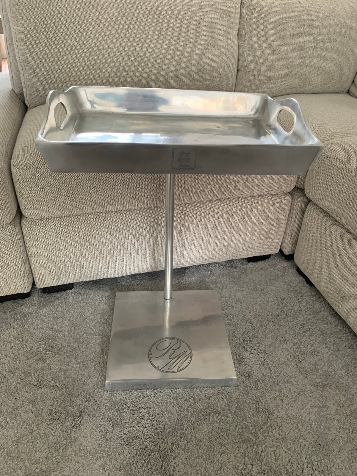 Riviera Maison dienblad bijzettafel metaal, Gebruikt, Ophalen of Verzenden, Zilver, Metaal