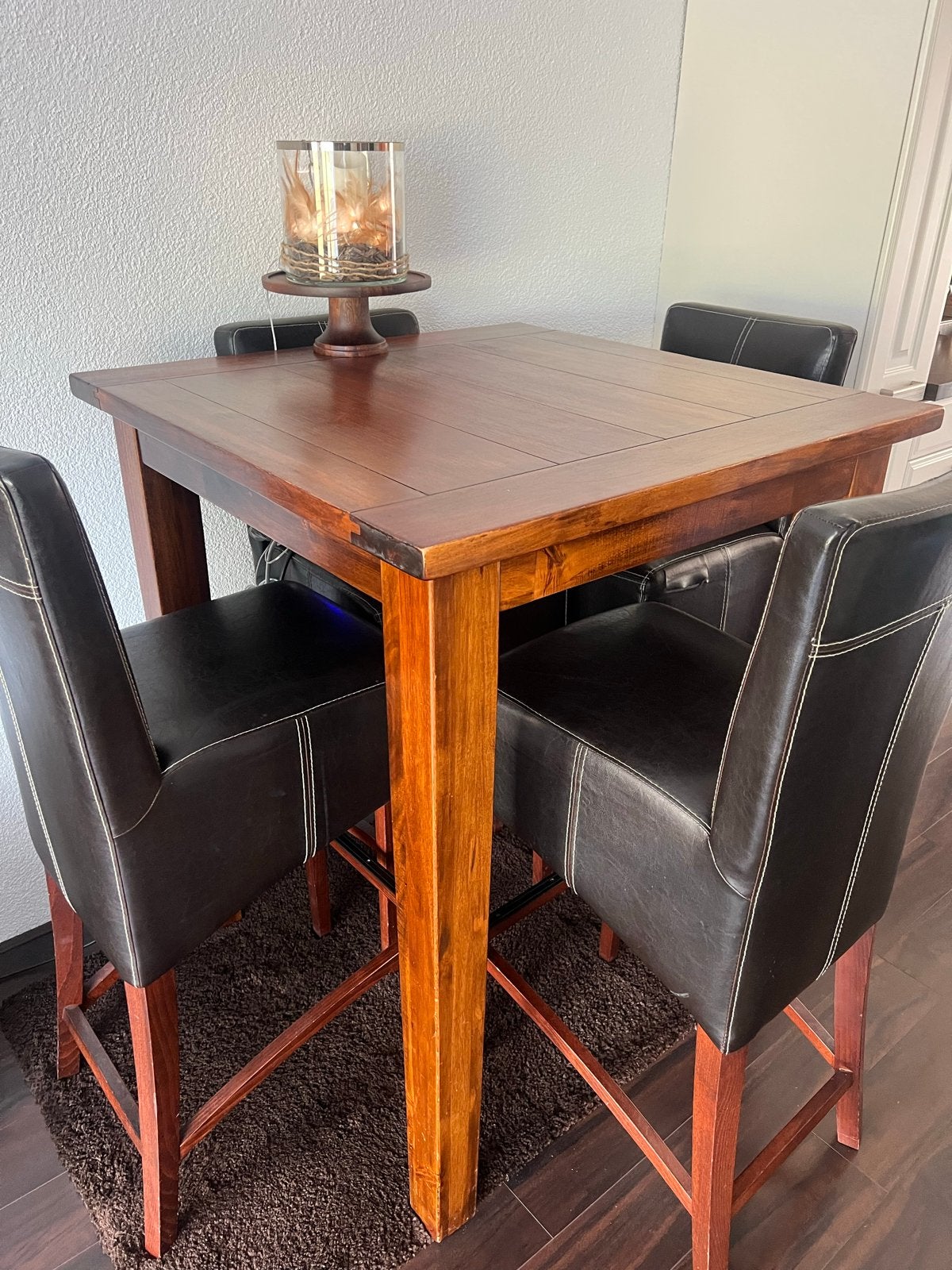 Houten bartafel met 3 barkrukken, Ophalen of Verzenden, Gebruikt