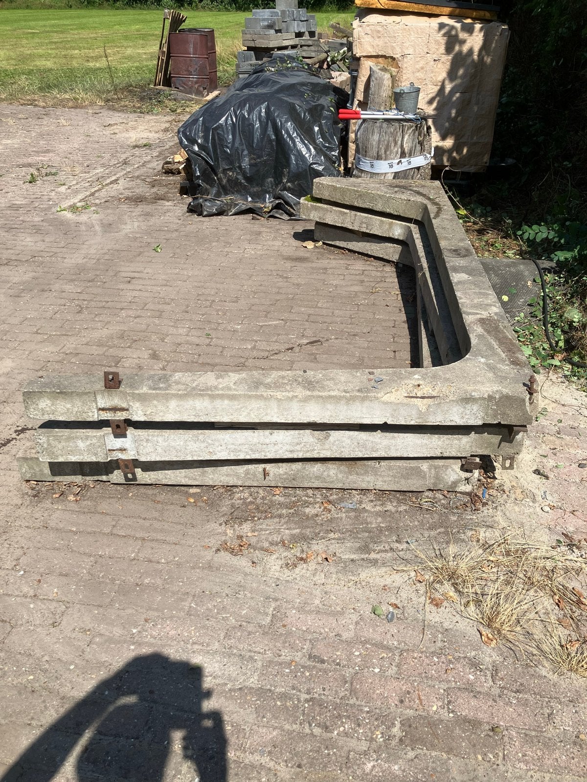 Betonnen Spanten/Staanders met hardhouten liggers (4,20m bre, Ophalen, Gebruikt, Overige typen, Overige houtsoorten