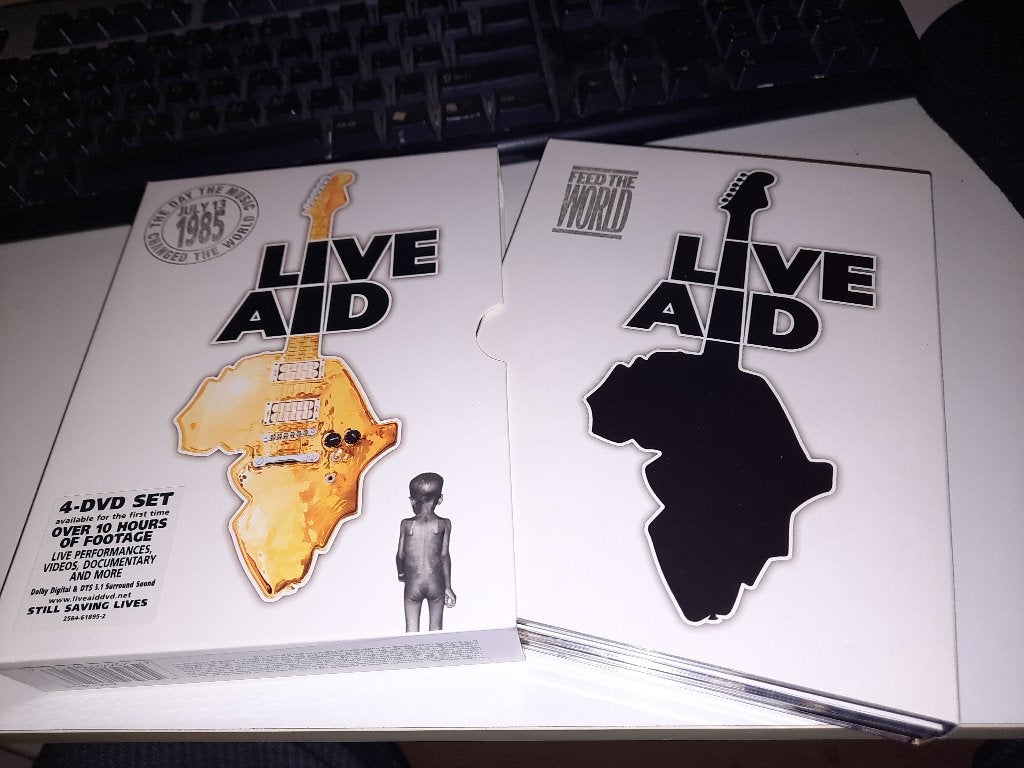 4 DVD BOX Live Aid, Alle leeftijden, Ophalen, Zo goed als nieuw