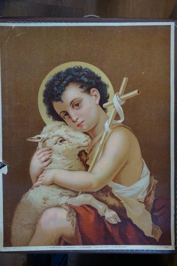 antieke religieuze prent van de goede herder, Antiek en Kunst, Antiek | Religie, Ophalen of Verzenden