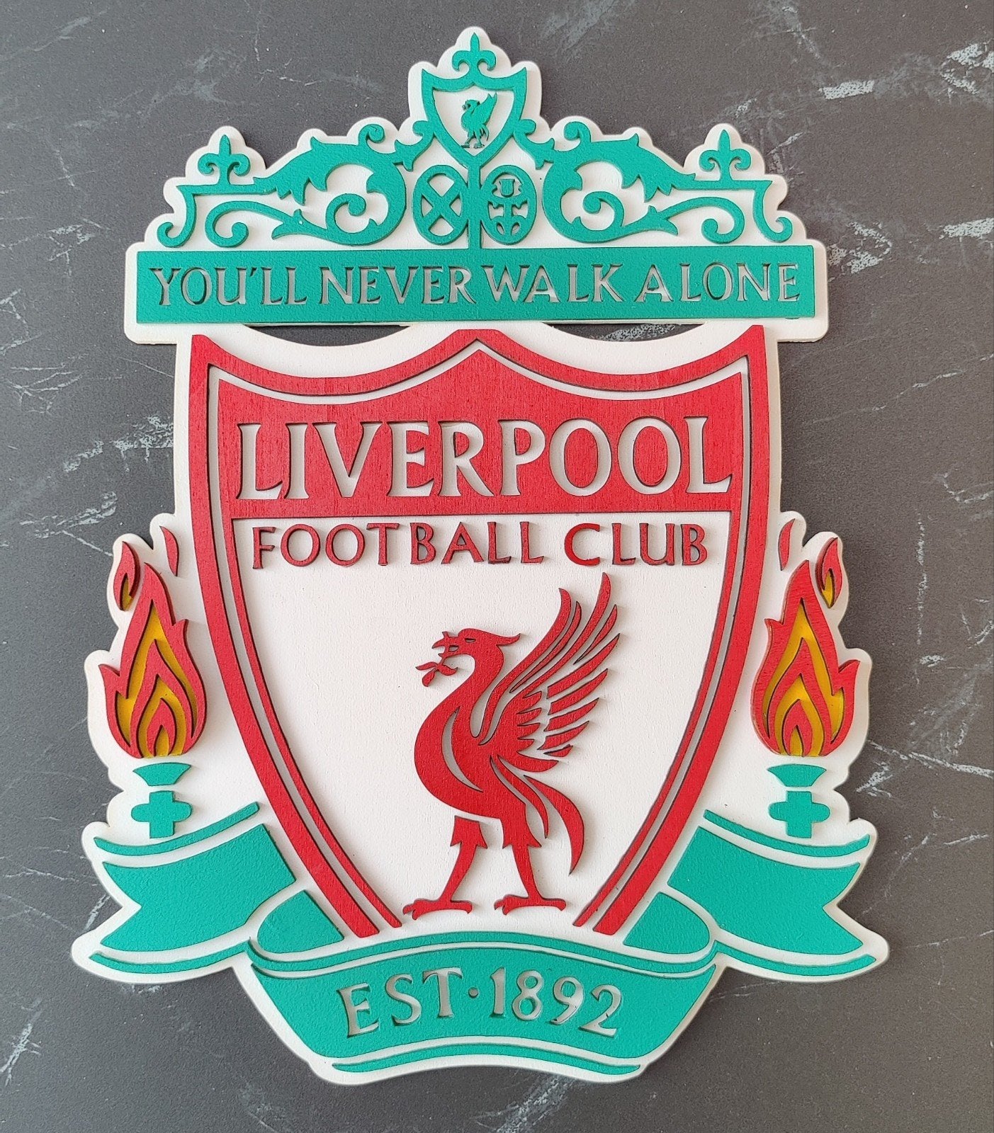 Liverpool Logo Hout 3D – 38 cm – Voetbalclub Wanddecoratie, Verzenden, Nieuw, Buitenlandse clubs
