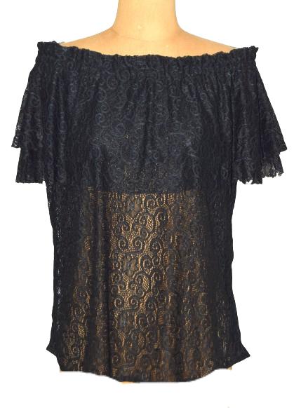 Nieuw Lollys Laundry topje, Off shoulder top, Mt. M, Kleding | Dames, Tops, Maat 38/40 (M), Verzenden, Zwart, Nieuw