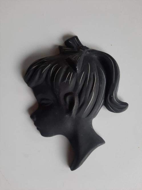 vintage wandhoofdje meisje met paardenstaart , jaren '60-'70, Ophalen of Verzenden
