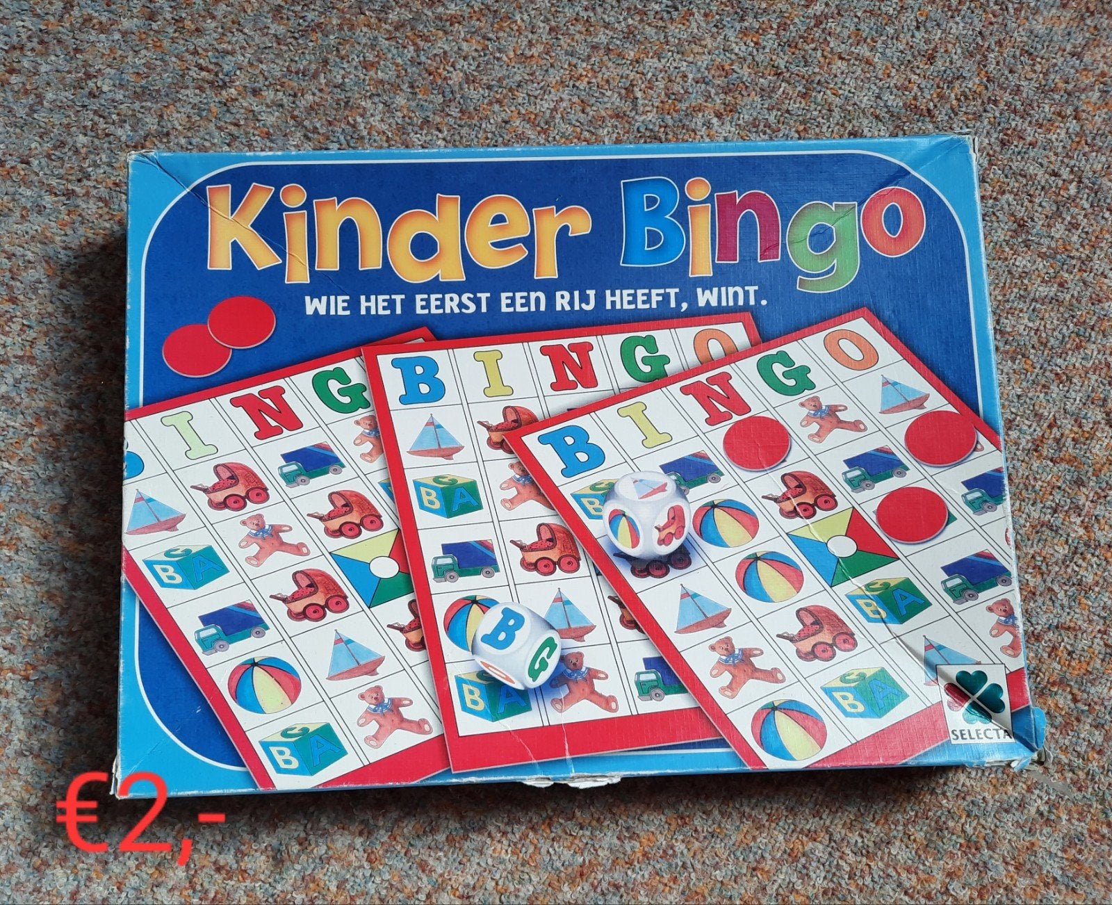 Kinder Bingo - Leuk spel voor jonge kinderen, Drie of vier spelers, Ophalen of Verzenden, Gebruikt, Selecta