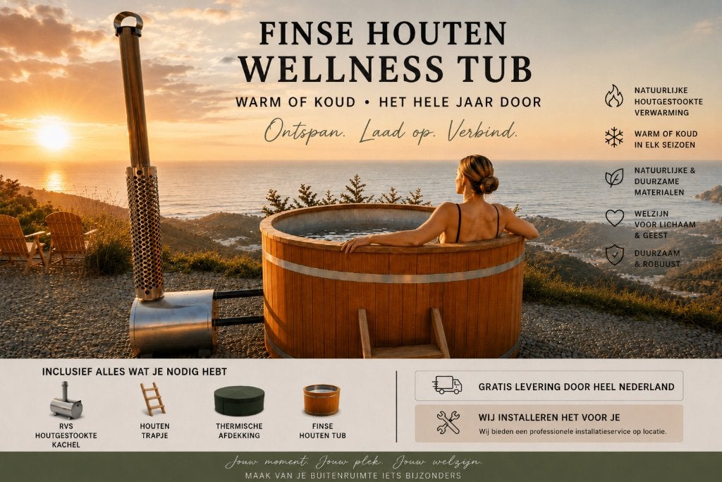 (Nieuw) Originele Finse Tub van Vurenhout - 185x185x145cm, Ophalen of Verzenden, Nieuw, Vast
