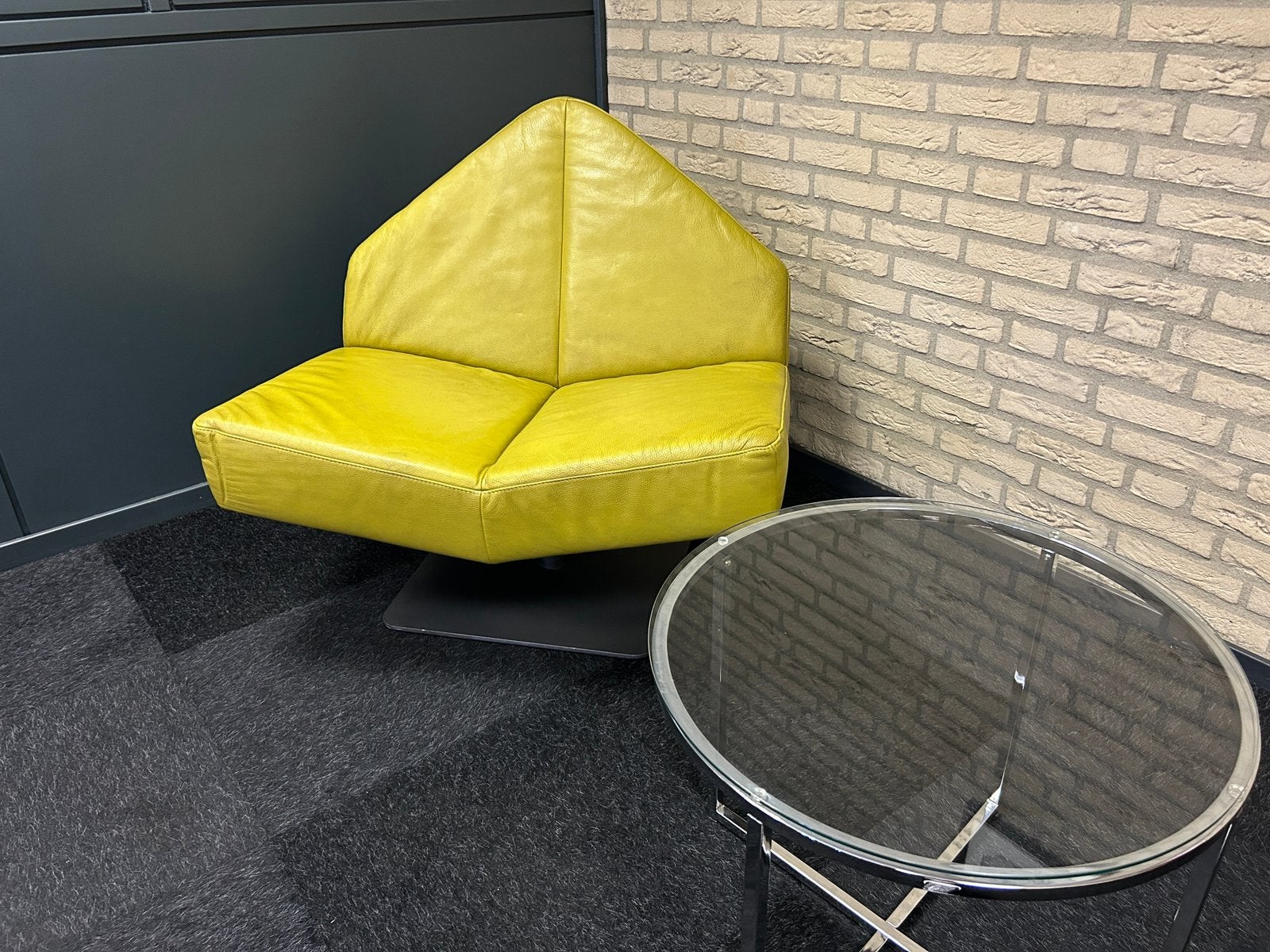 Leolux draaifauteuil Wibber groen, Ophalen, Zo goed als nieuw, Modern, 50 tot 75 cm