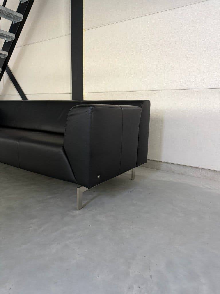 Rolf Benz 318 Linea – Zwart Leder – Absolute topconditie, Ophalen, 75 tot 100 cm, Zo goed als nieuw, Rechte bank