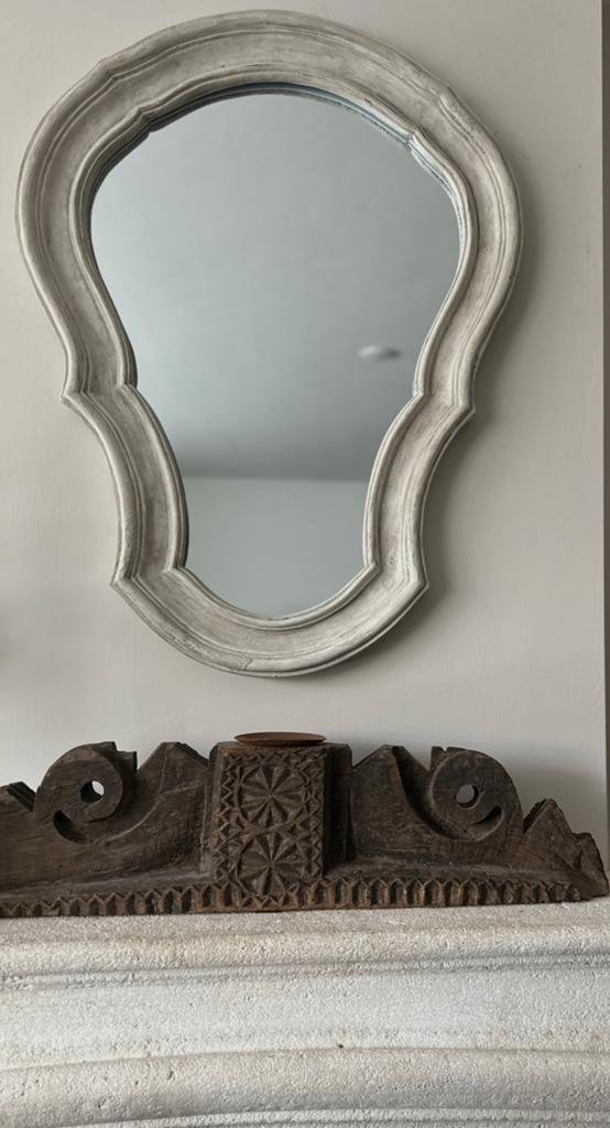 Clayfibre antiekwash (tuin) spiegel scalloped, Antiek en Kunst, Curiosa en Brocante, Ophalen