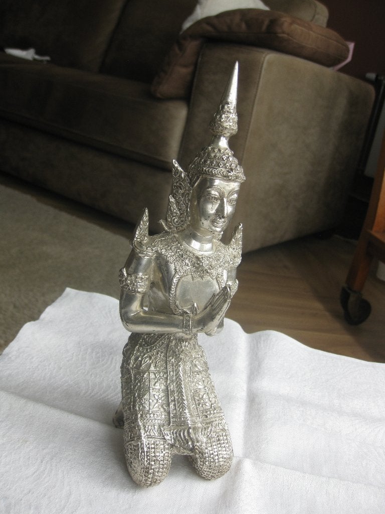 Boeddha beeldje. Thaise tempelbewaker, goudkleurig., Ophalen of Verzenden, Zo goed als nieuw, Goud, 22 cm