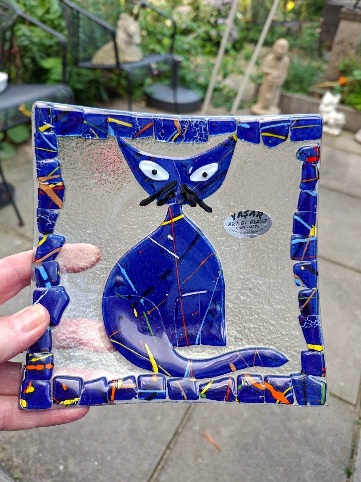 Unieke Glazen Kat Schaal - Handgemaakt Kunstglas, Antiek en Kunst, Ophalen of Verzenden