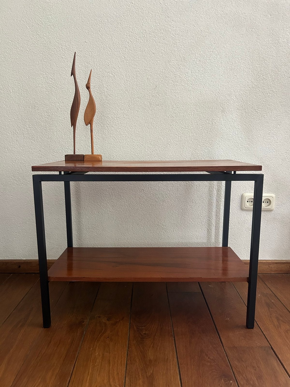 Vintage Pastoe bijzettafel teak met zwart staal jaren 60, Ophalen