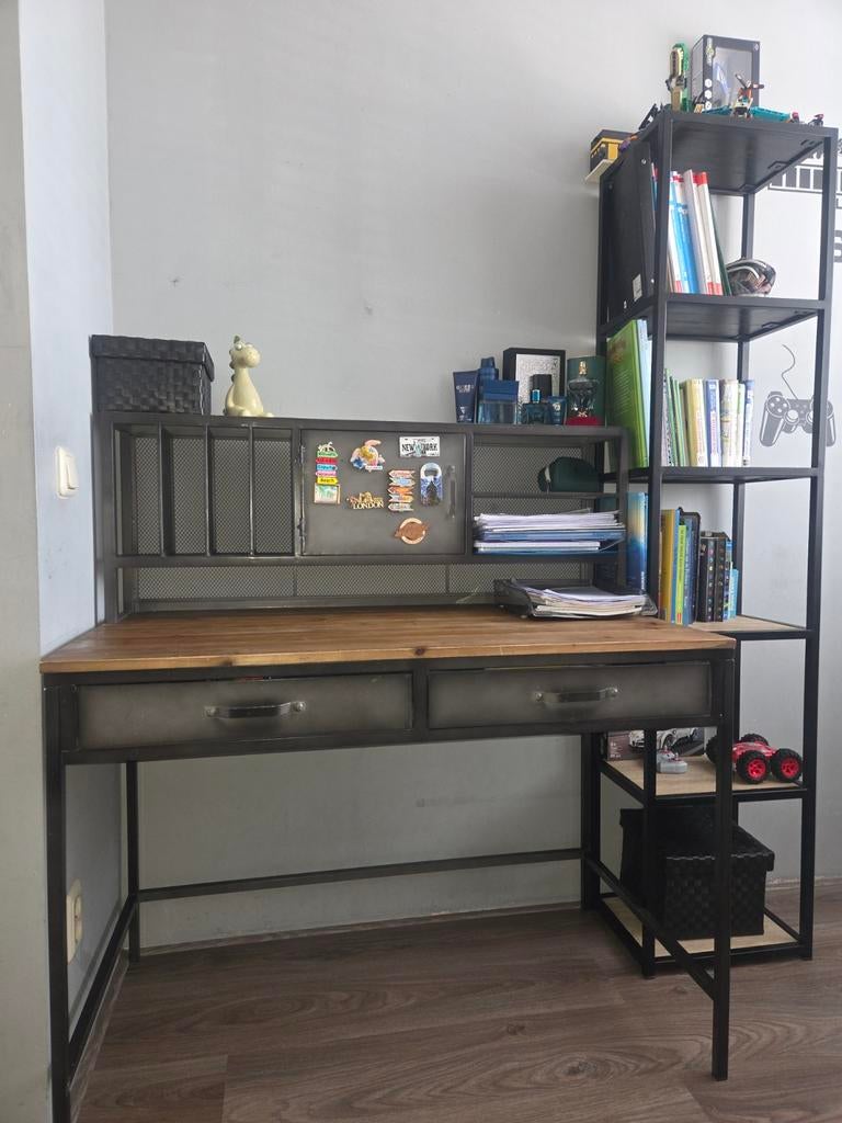 Industrieel bureau met kolomkast MAISONS DU MONDE, Ophalen, Zo goed als nieuw