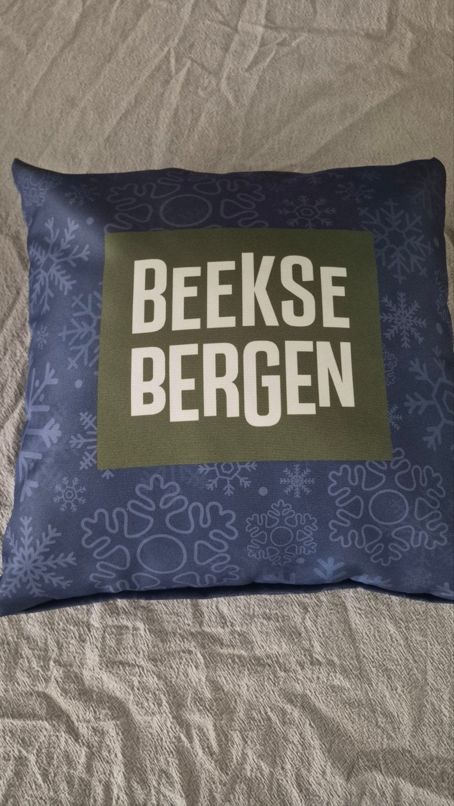Beekse Bergen Winter Kussen met Olifant en Sneeuwvlokken, Huis en Inrichting, Ophalen of Verzenden, Nieuw, Blauw, Rechthoekig