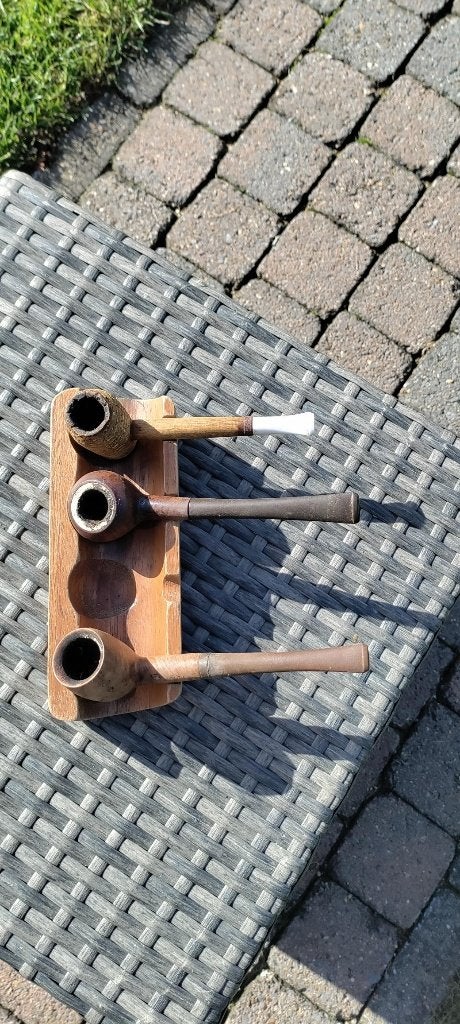 pijpenrek pijenstandaard met 3 pijpen, Antiek en Kunst, Ophalen of Verzenden