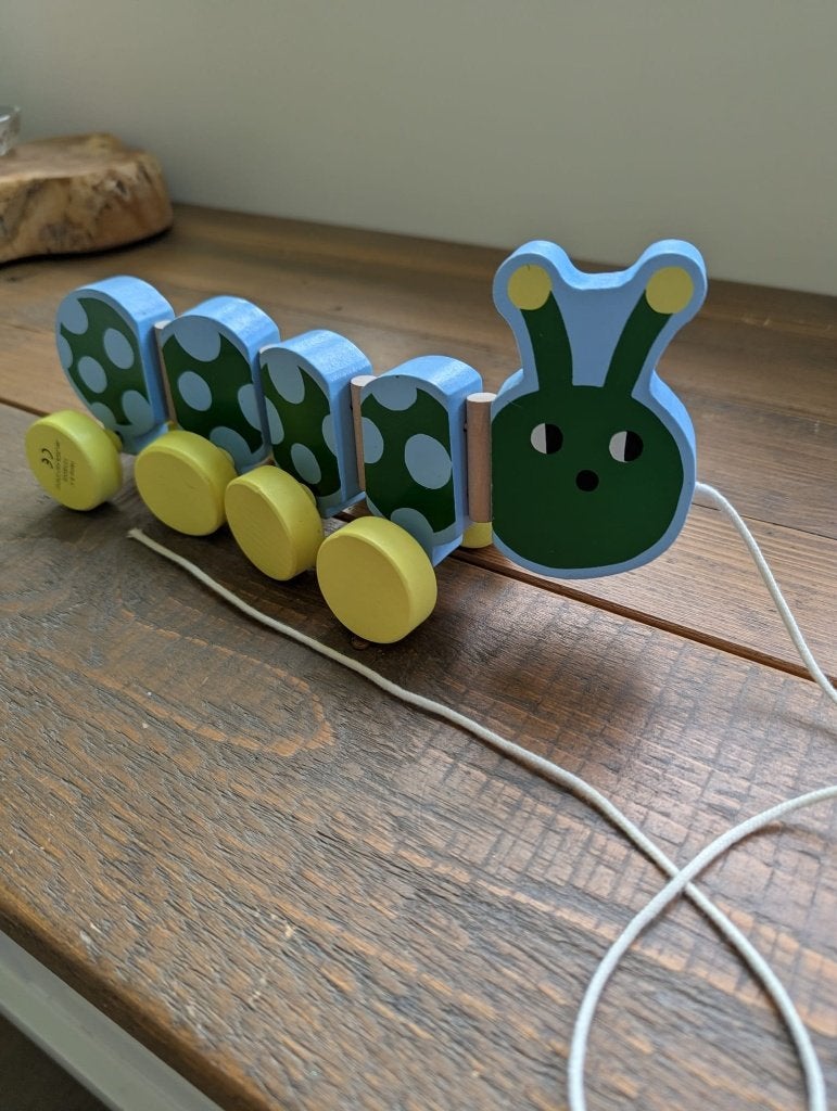 houten rups met trekkoord, Ophalen of Verzenden, Zo goed als nieuw, Duw- of Trekspeelgoed