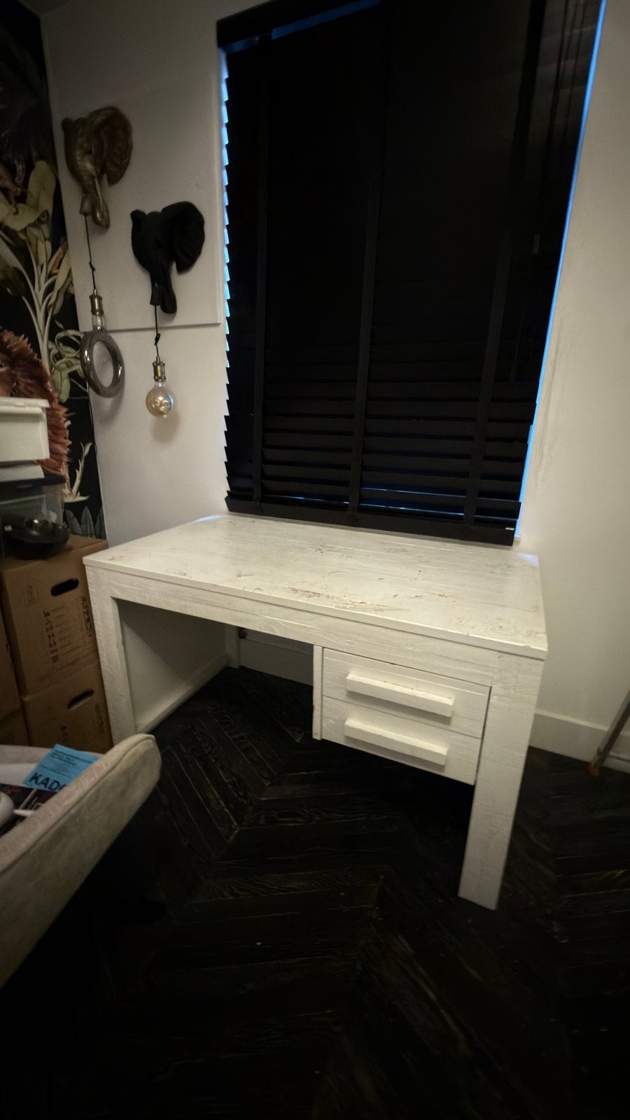 Wit houten bureau met lades - Gebruikt, Gebruikt, Kinderbureau, 70 cm, Overige merken