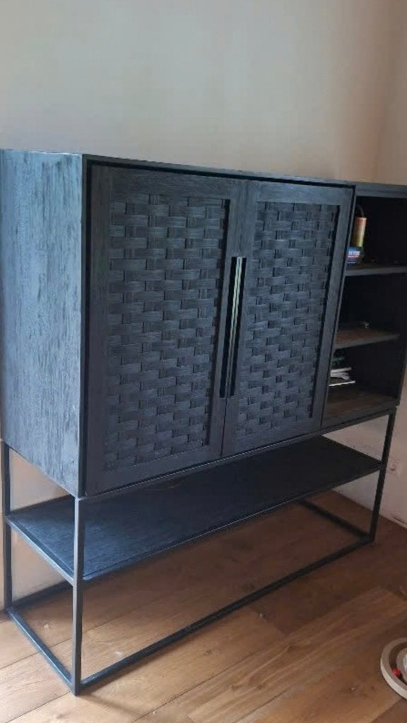 Zwart dressoir DBodhi (kan evt geleverd worden), Ophalen, 100 tot 150 cm, Teakhout, 25 tot 50 cm
