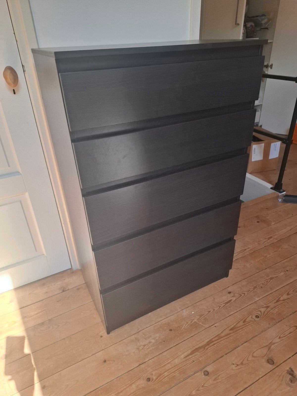 zgan! ikea krullen ladekast 5 lades zwart, Ophalen, 50 tot 100 cm, Zo goed als nieuw, 3 of 4 laden