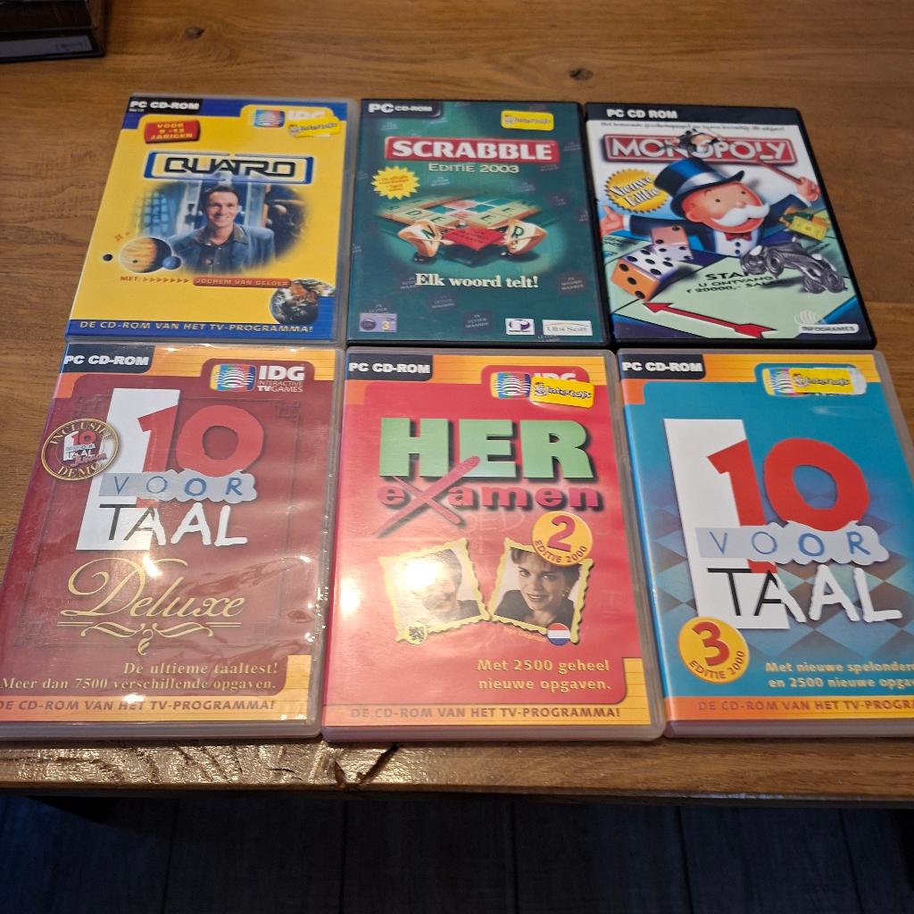 Pc games jaren '90-2000 Scrabble, Monopoly, Tien voor Taal, Spelcomputers en Games, Games | Pc, Puzzel en Educatief, 2 spelers