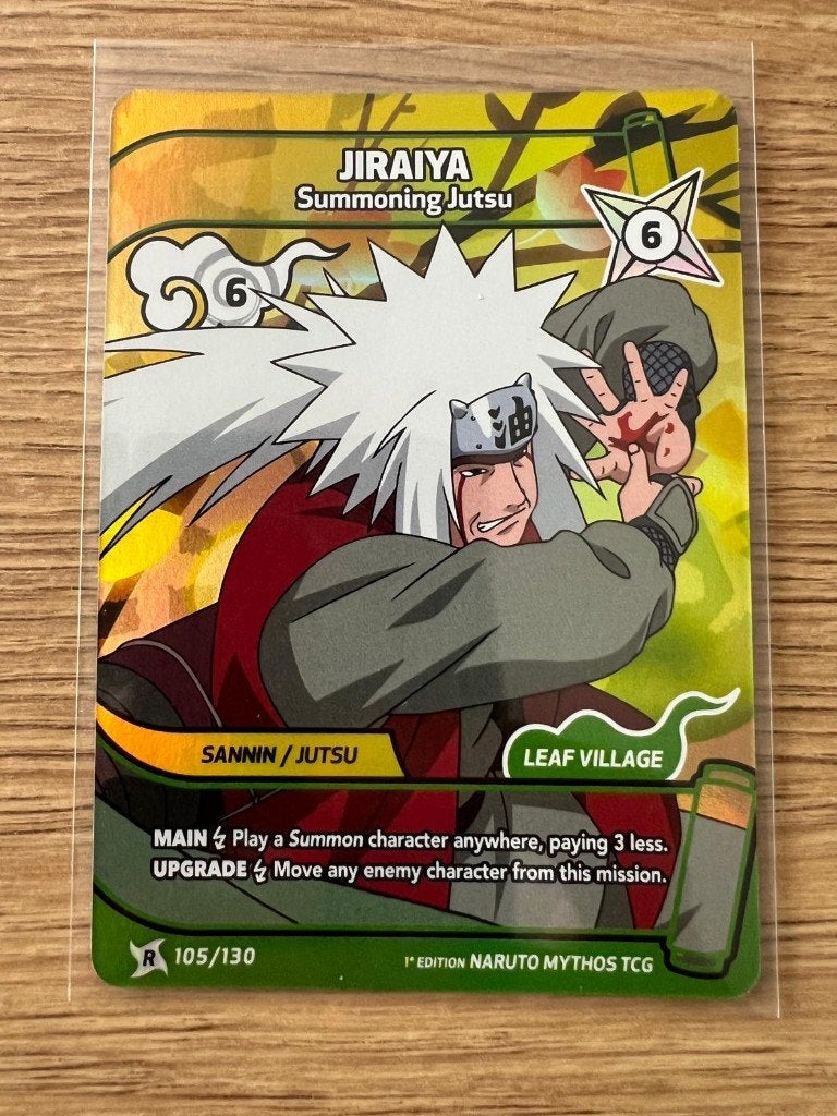 Jiraiya 105/130 Rare – Naruto Mythos TCG 1st Edition., Ophalen of Verzenden, Zo goed als nieuw, Losse kaart, Foil