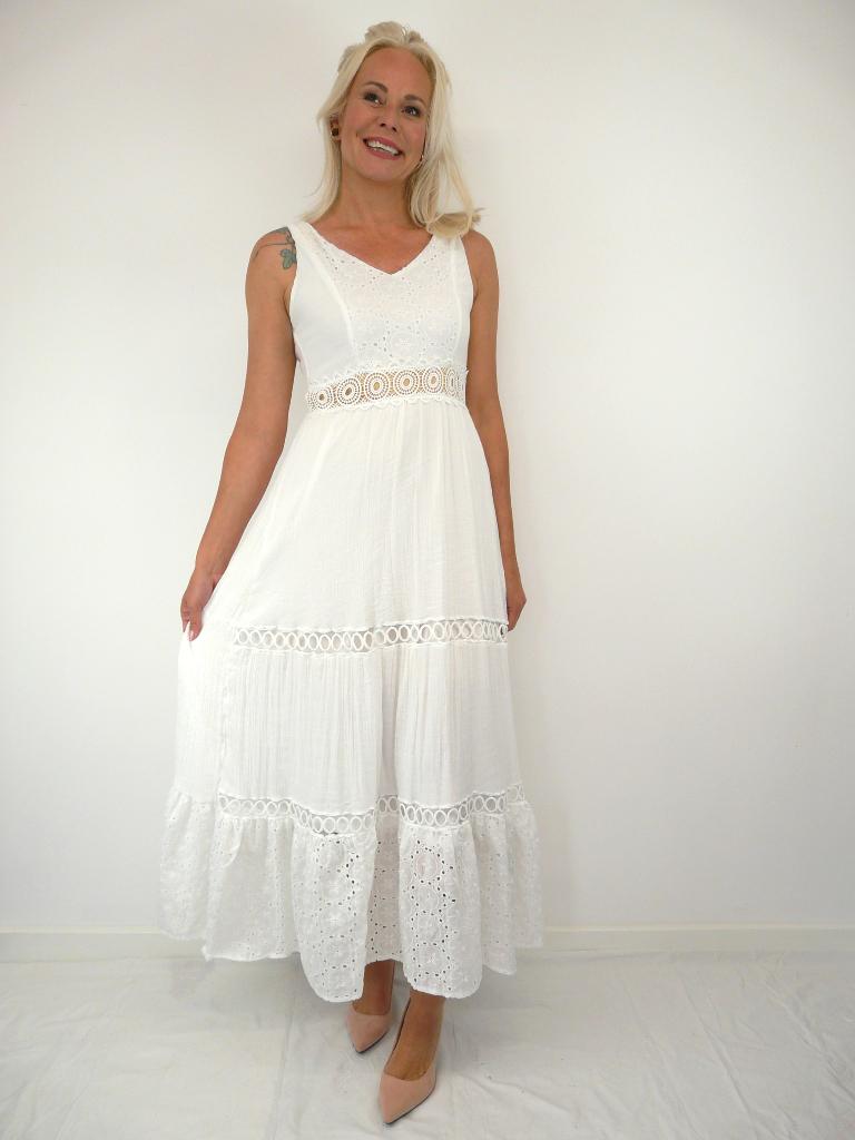 *Abfab Witte Broderie Zomerjurk 36*, Wit, Ophalen of Verzenden, Zo goed als nieuw, Maat 36 (S)