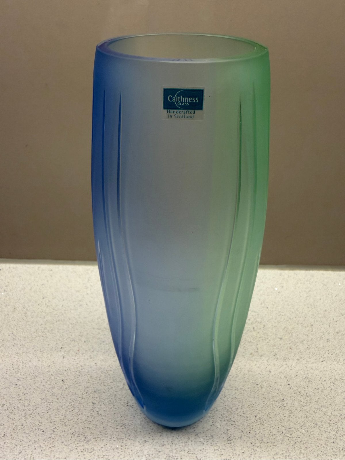 Caithness Glass Vaas - Blauw/Groen Verloop - Handgeblazen, Ophalen of Verzenden