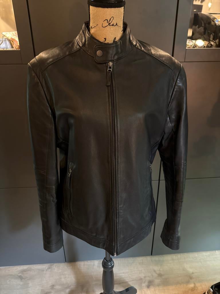 Mooi lederen herenjack, Ophalen of Verzenden, Zo goed als nieuw, Maat 48/50 (M), Zwart
