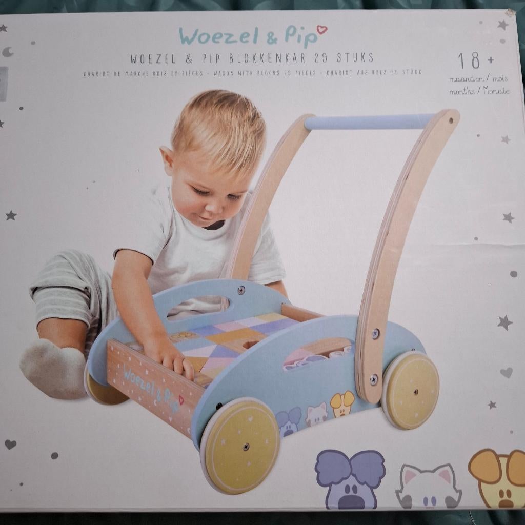 Nieuw woezel en pip blokkenkar, Ophalen, Nieuw, Duw- of Trekspeelgoed