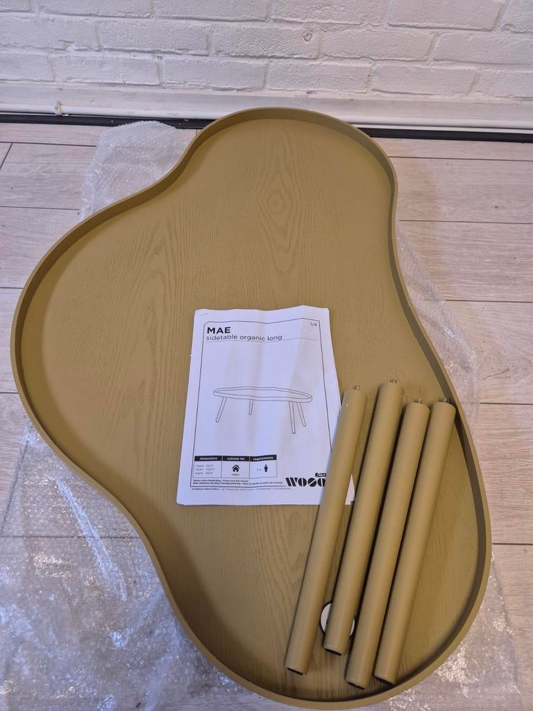 Woood Mae bijzettafel Grenen/MDF 35x100x58cm, Huis en Inrichting, Tafels | Salontafels, 50 tot 100 cm, -, -, Rond