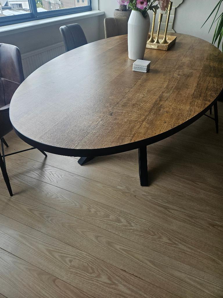 Mooie, grote ovale eettafel, Huis en Inrichting, Tafels | Eettafels, Ophalen, Overige materialen, 100 tot 150 cm, 200 cm of meer